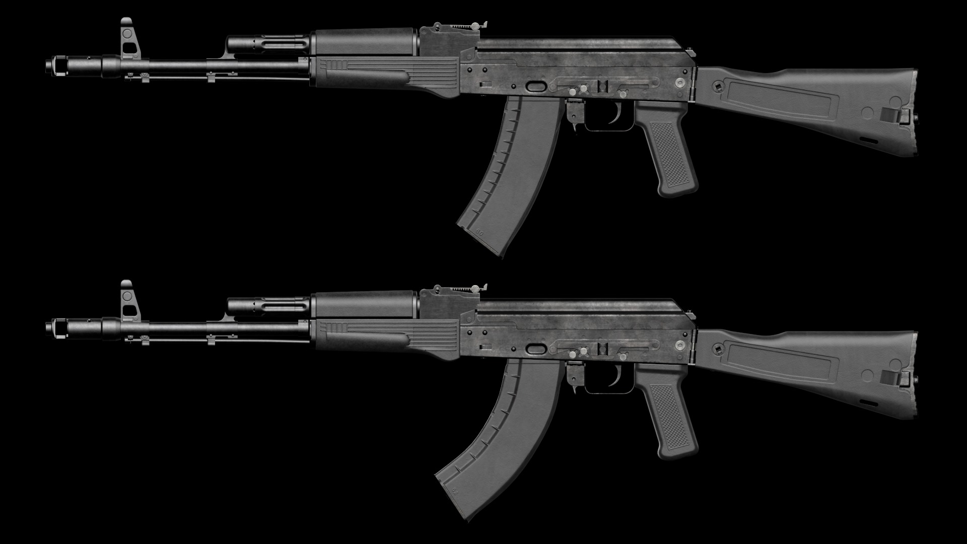 AK-74M AK-101 AK-103 Kalashnikov Assault Rifle Game Ready Low-poly 3D model_4