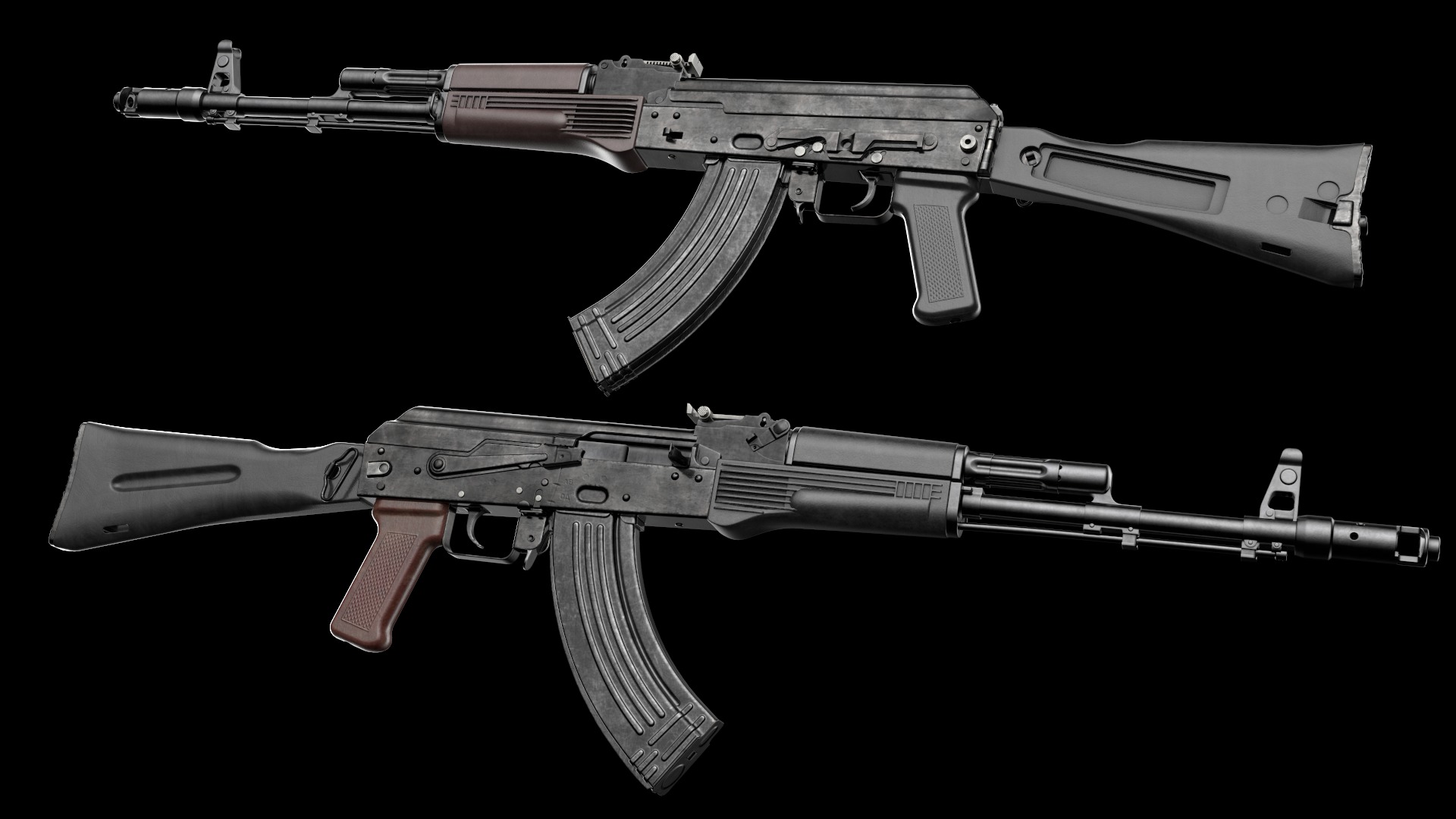 AK-74M AK-101 AK-103 Kalashnikov Assault Rifle Game Ready Low-poly 3D model_21