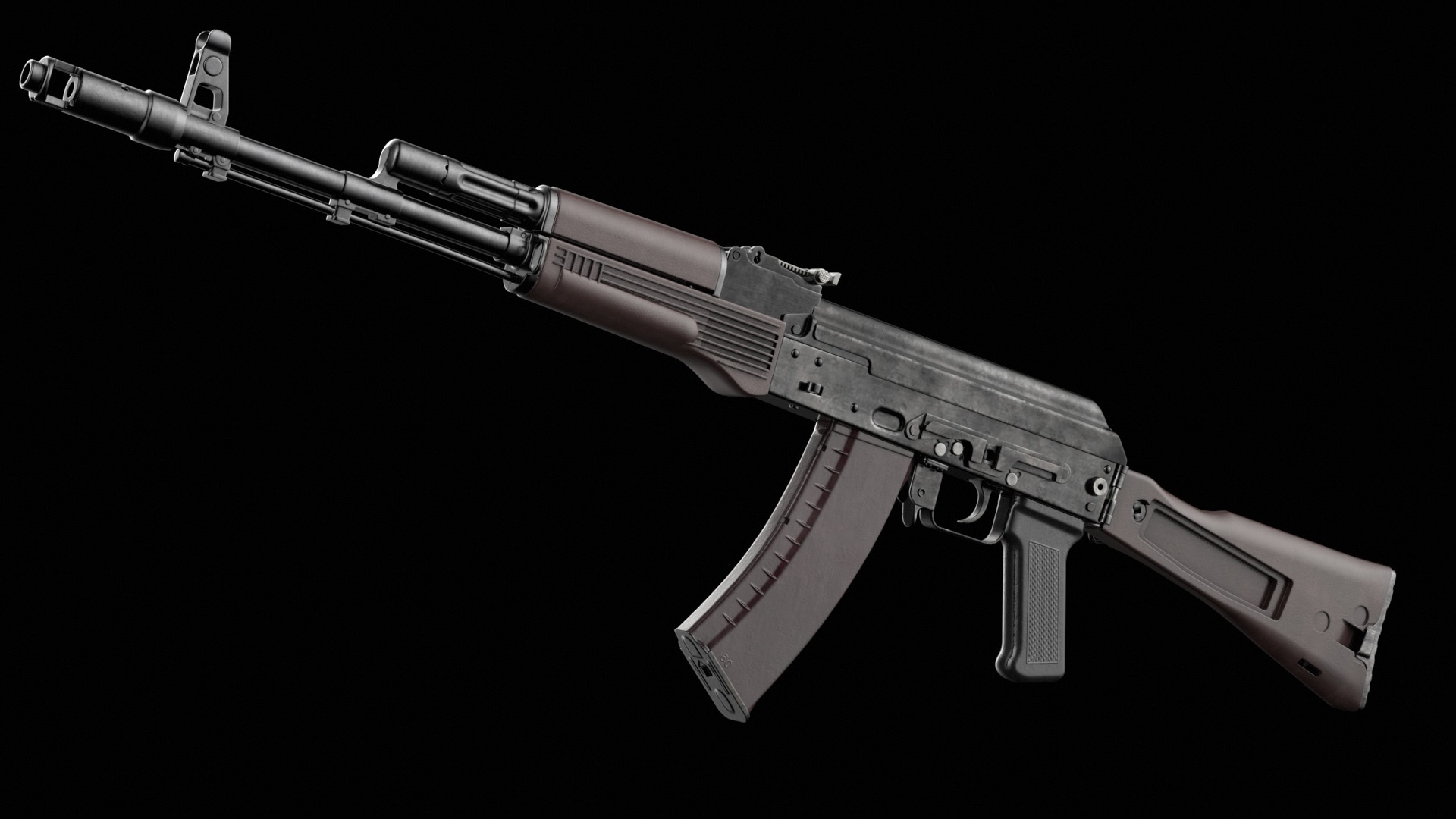 AK-74M AK-101 AK-103 Kalashnikov Assault Rifle Game Ready Low-poly 3D model_14