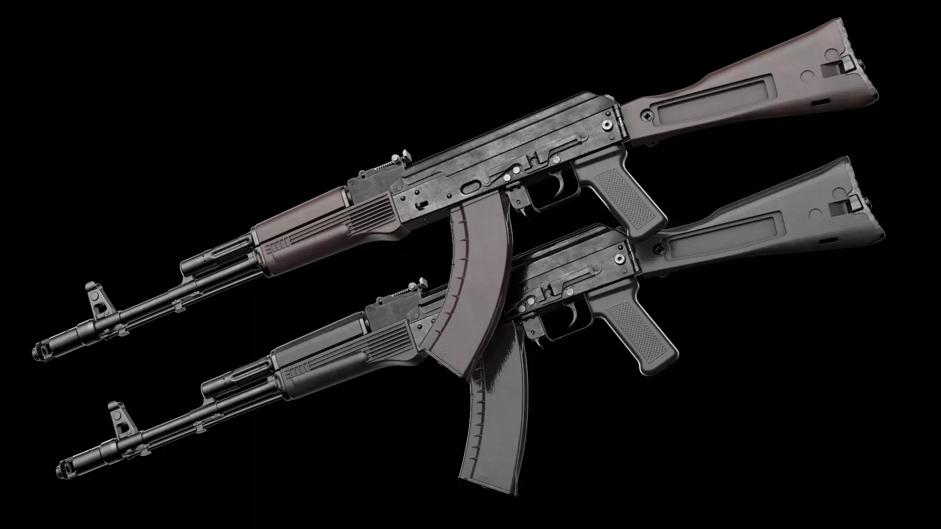 AK-74M AK-101 AK-103 Kalashnikov Assault Rifle Game Ready Low-poly 3D model_0