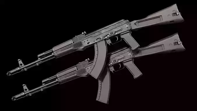 AK-74M AK-101 AK-103 Kalashnikov Assault Rifle Game Ready Low-poly 3D model