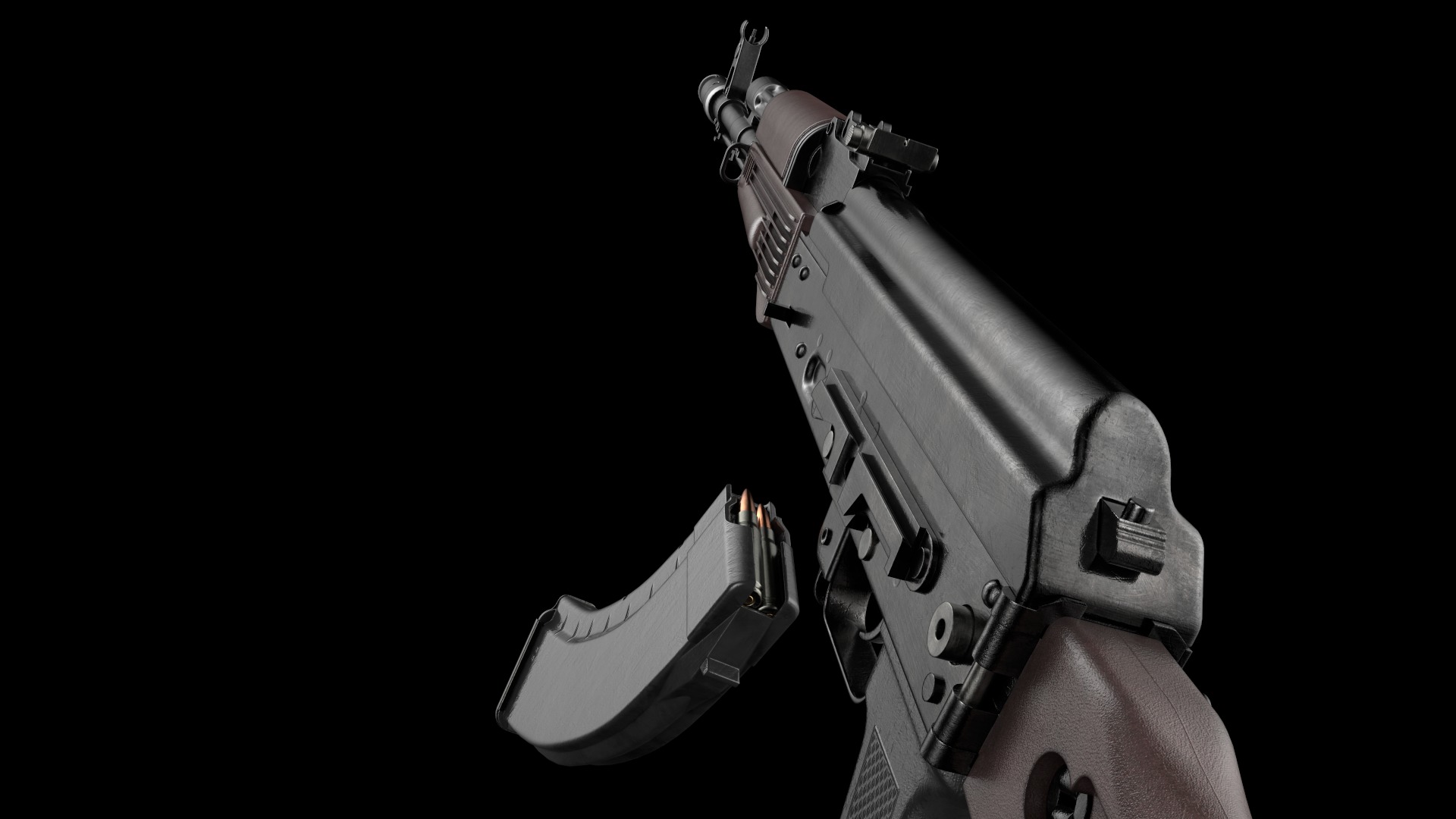 AK-74M AK-101 AK-103 Kalashnikov Assault Rifle Game Ready Low-poly 3D model_38