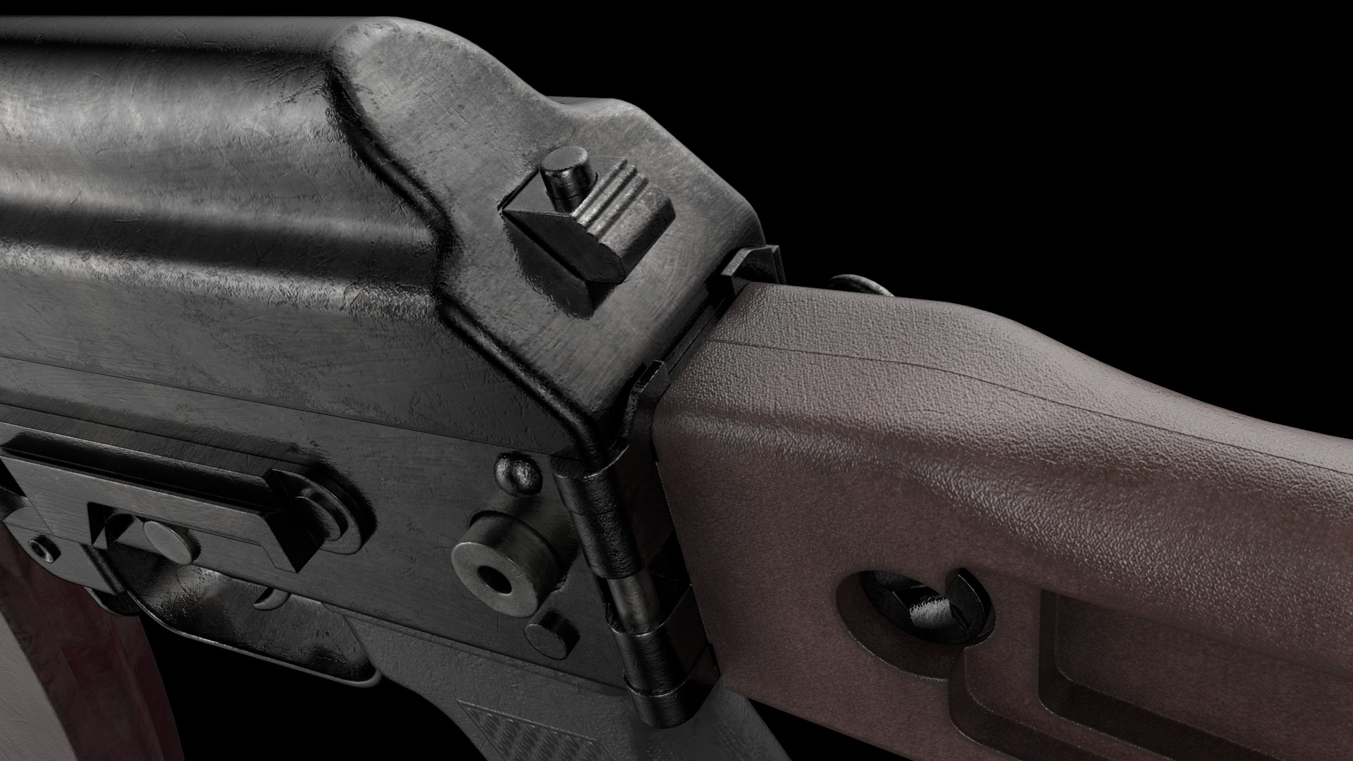 AK-74M AK-101 AK-103 Kalashnikov Assault Rifle Game Ready Low-poly 3D model_11