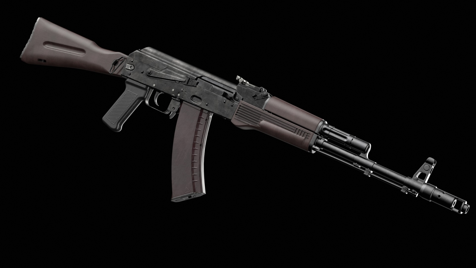 AK-74M AK-101 AK-103 Kalashnikov Assault Rifle Game Ready Low-poly 3D model_26