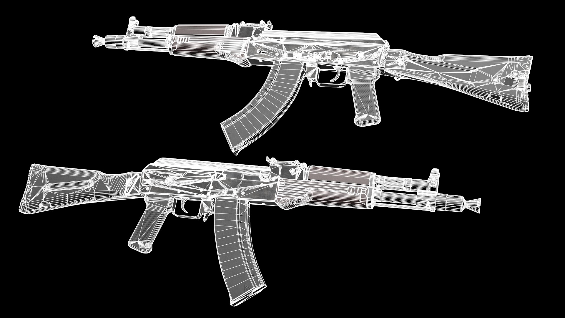 AK-105 AK-102 AK-104 Kalashnikov Assault Rifles Game Ready Low-poly 3D model_44