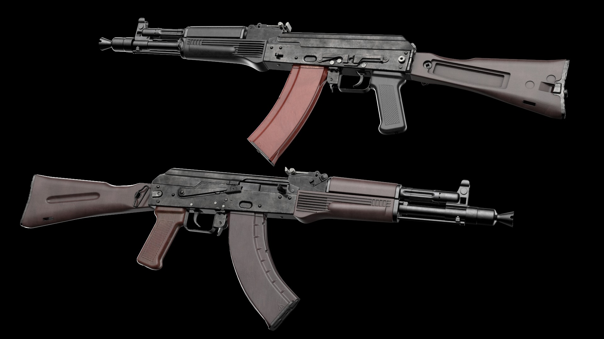 AK-105 AK-102 AK-104 Kalashnikov Assault Rifles Game Ready Low-poly 3D model_6
