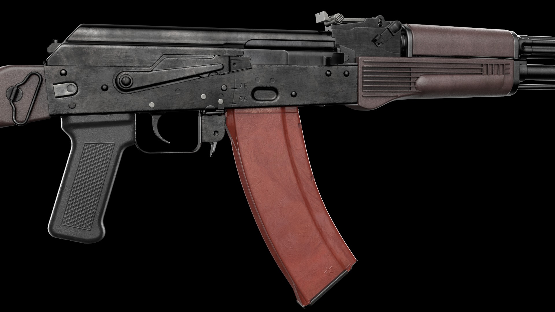 AK-105 AK-102 AK-104 Kalashnikov Assault Rifles Game Ready Low-poly 3D model_30
