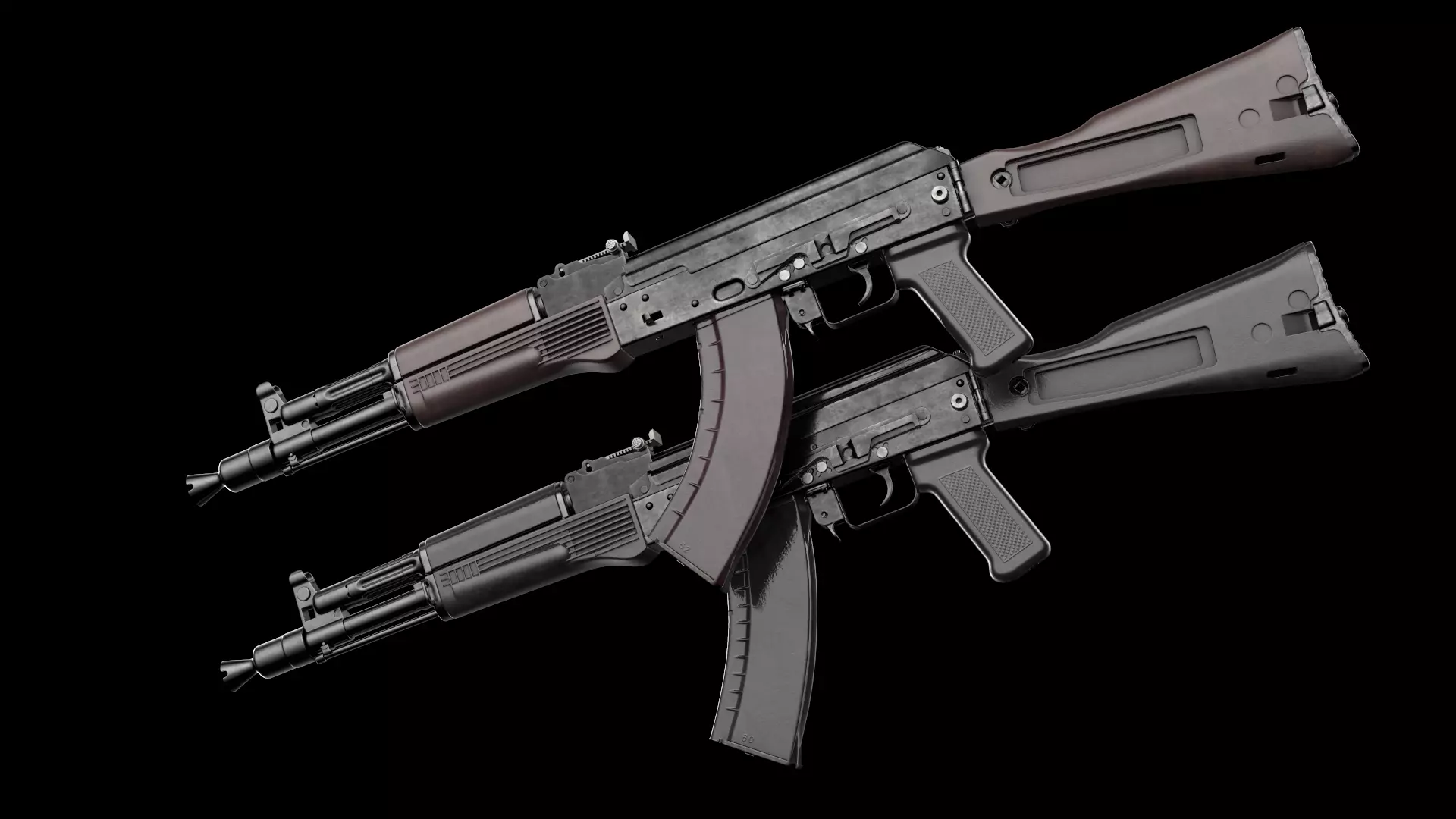 AK-105 AK-102 AK-104 Kalashnikov Assault Rifles Game Ready Low-poly 3D model_0