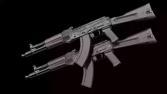 AK-105 AK-102 AK-104 Kalashnikov Assault Rifles Game Ready Low-poly 3D model