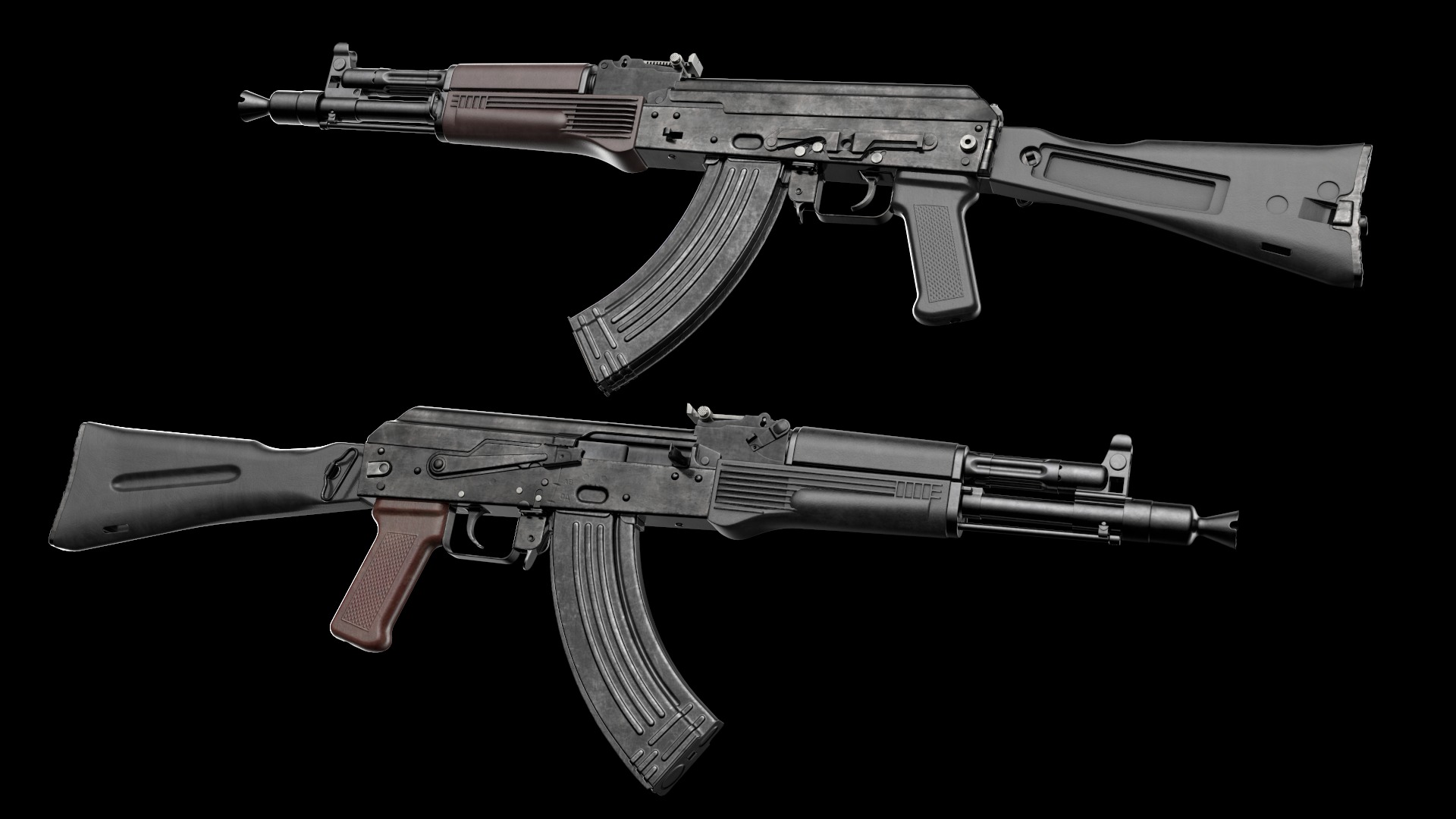 AK-105 AK-102 AK-104 Kalashnikov Assault Rifles Game Ready Low-poly 3D model_22