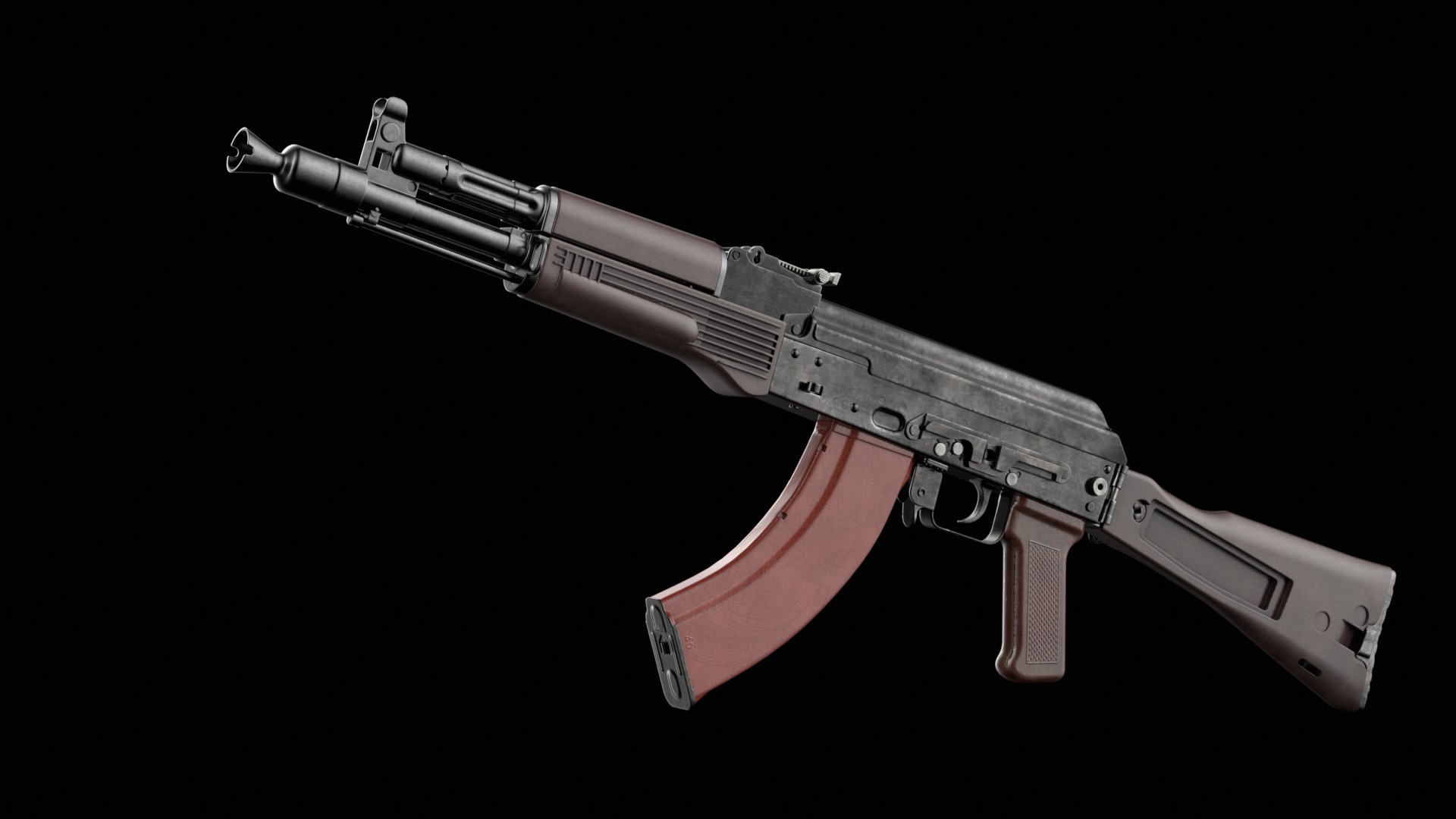 AK-105 AK-102 AK-104 Kalashnikov Assault Rifles Game Ready Low-poly 3D model_14