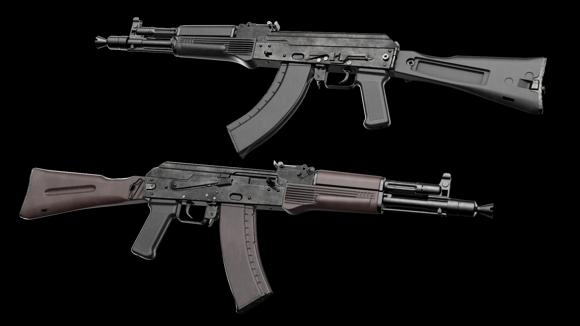 AK-105 AK-102 AK-104 Kalashnikov Assault Rifles Game Ready Low-poly 3D model_4