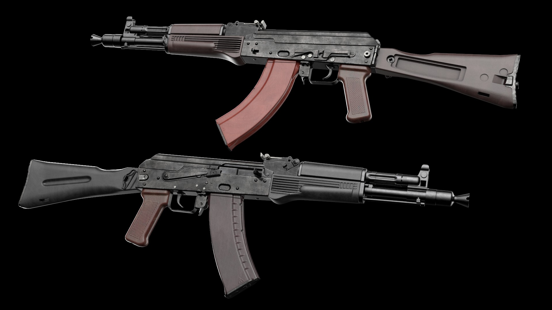 AK-105 AK-102 AK-104 Kalashnikov Assault Rifles Game Ready Low-poly 3D model_7