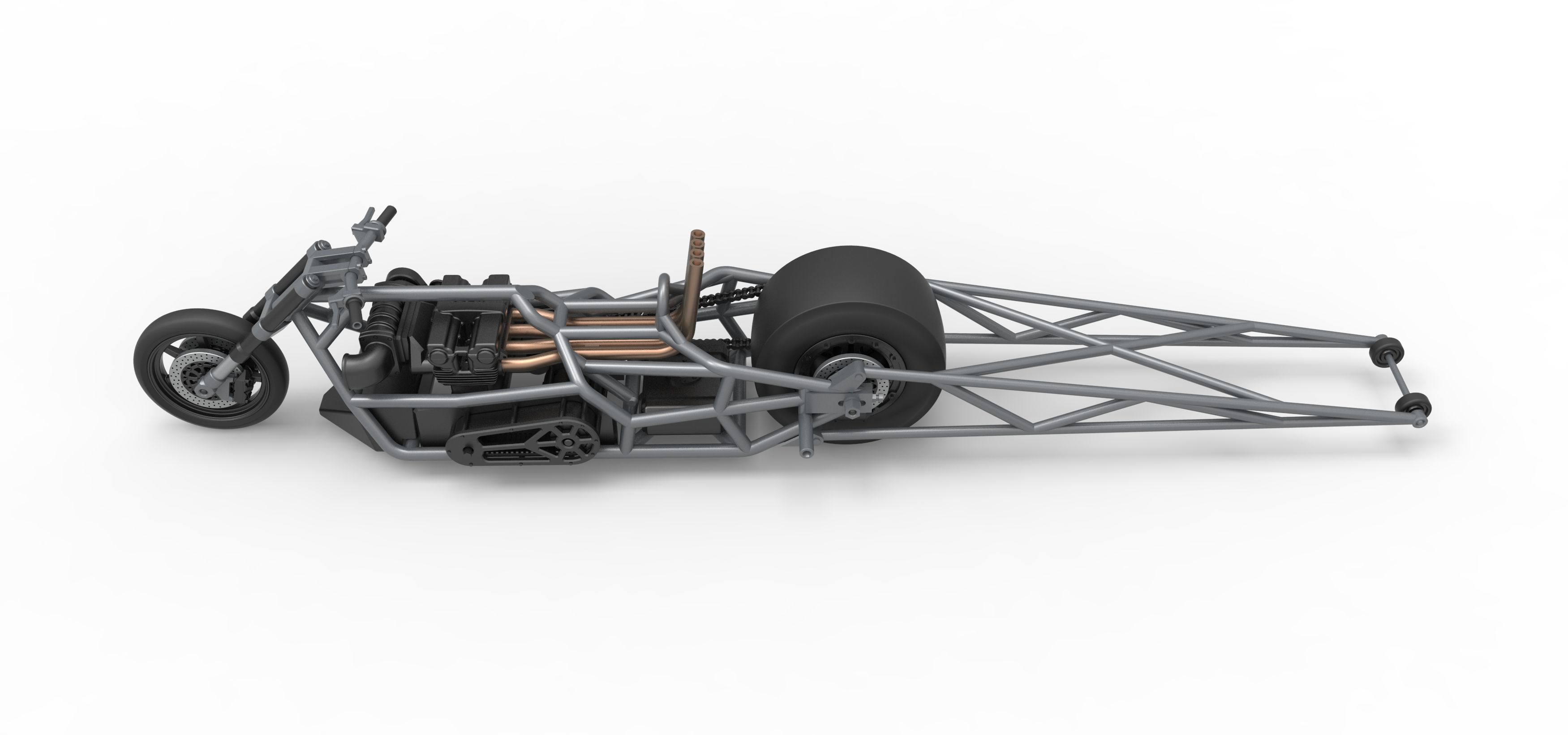 Top fuel dragster motorcycle Base Scale 1 to 25 3D print model_9