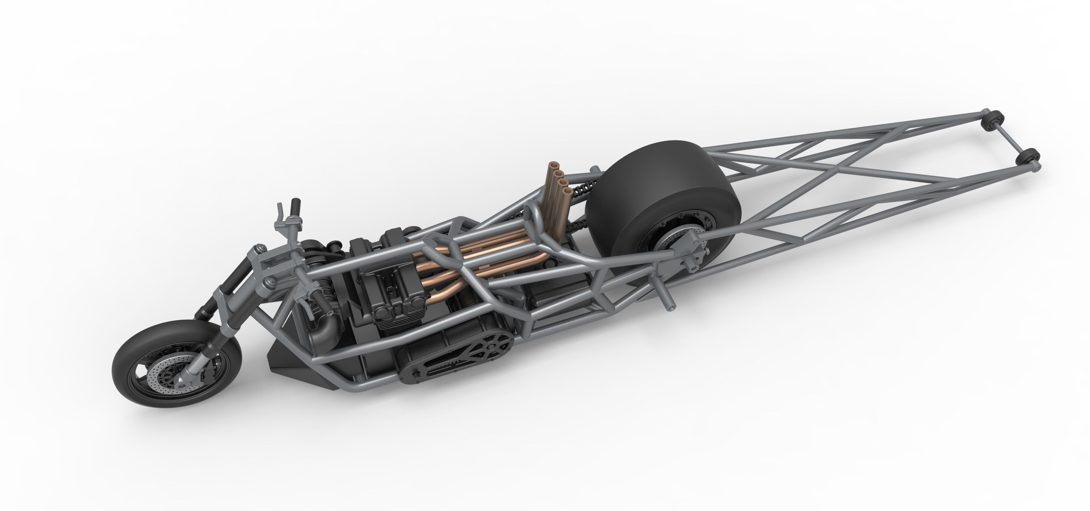 Top fuel dragster motorcycle Base Scale 1 to 25 3D print model_3
