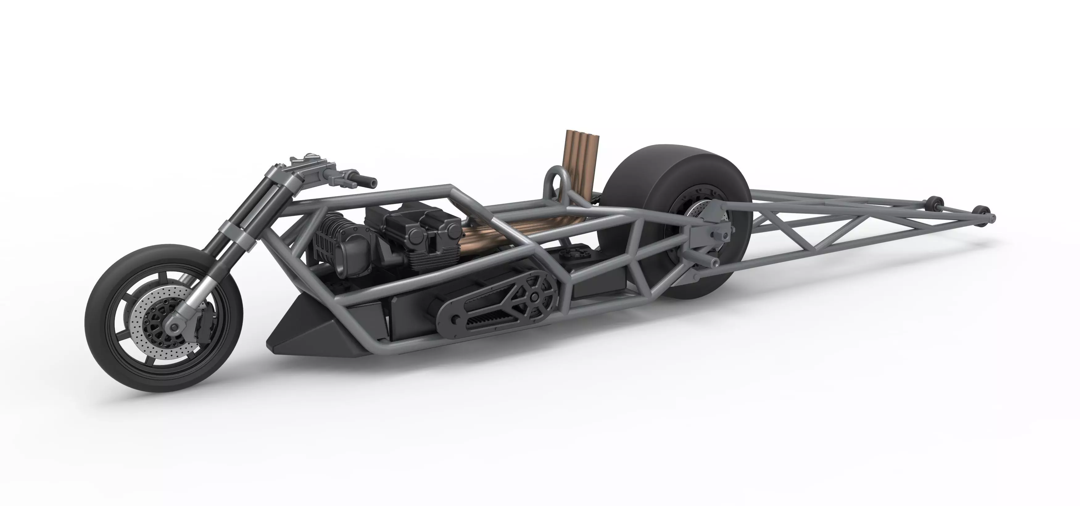 Top fuel dragster motorcycle Base Scale 1 to 25 3D print model_0