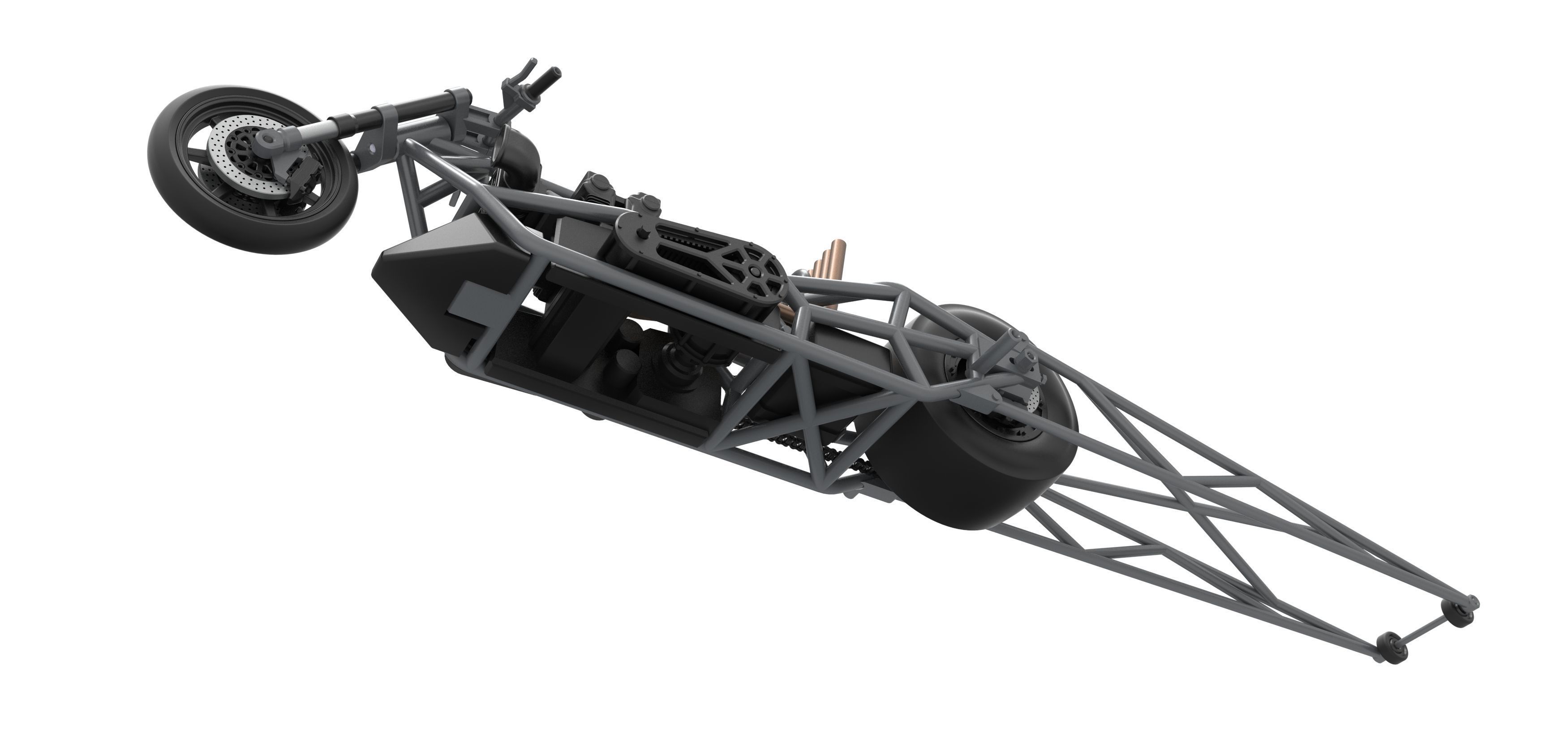 Top fuel dragster motorcycle Base Scale 1 to 25 3D print model_2