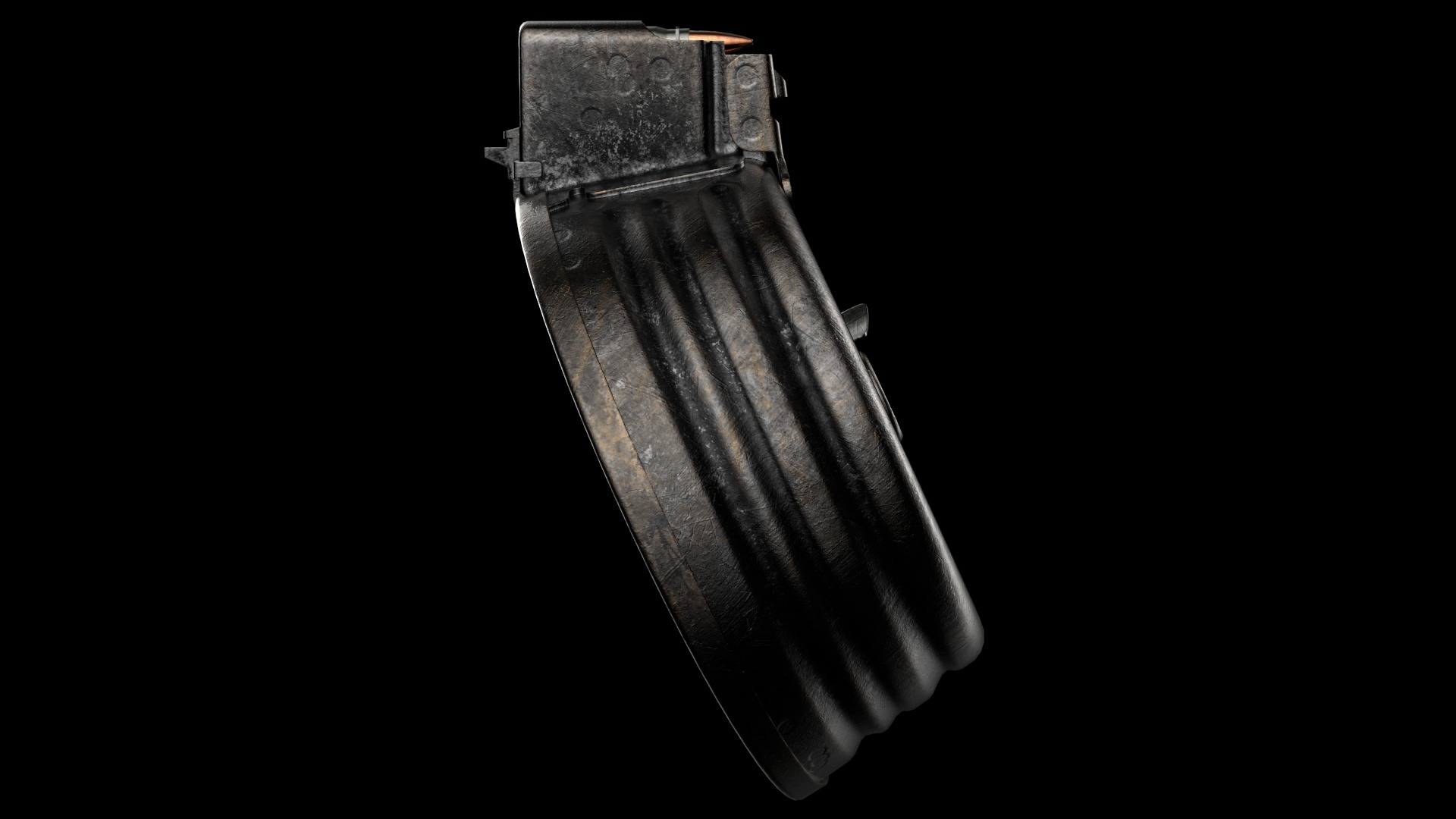 AK Drum Magazine 75 Round Kalashnikov Assault Rifle Game Ready Low-poly 3D model_9