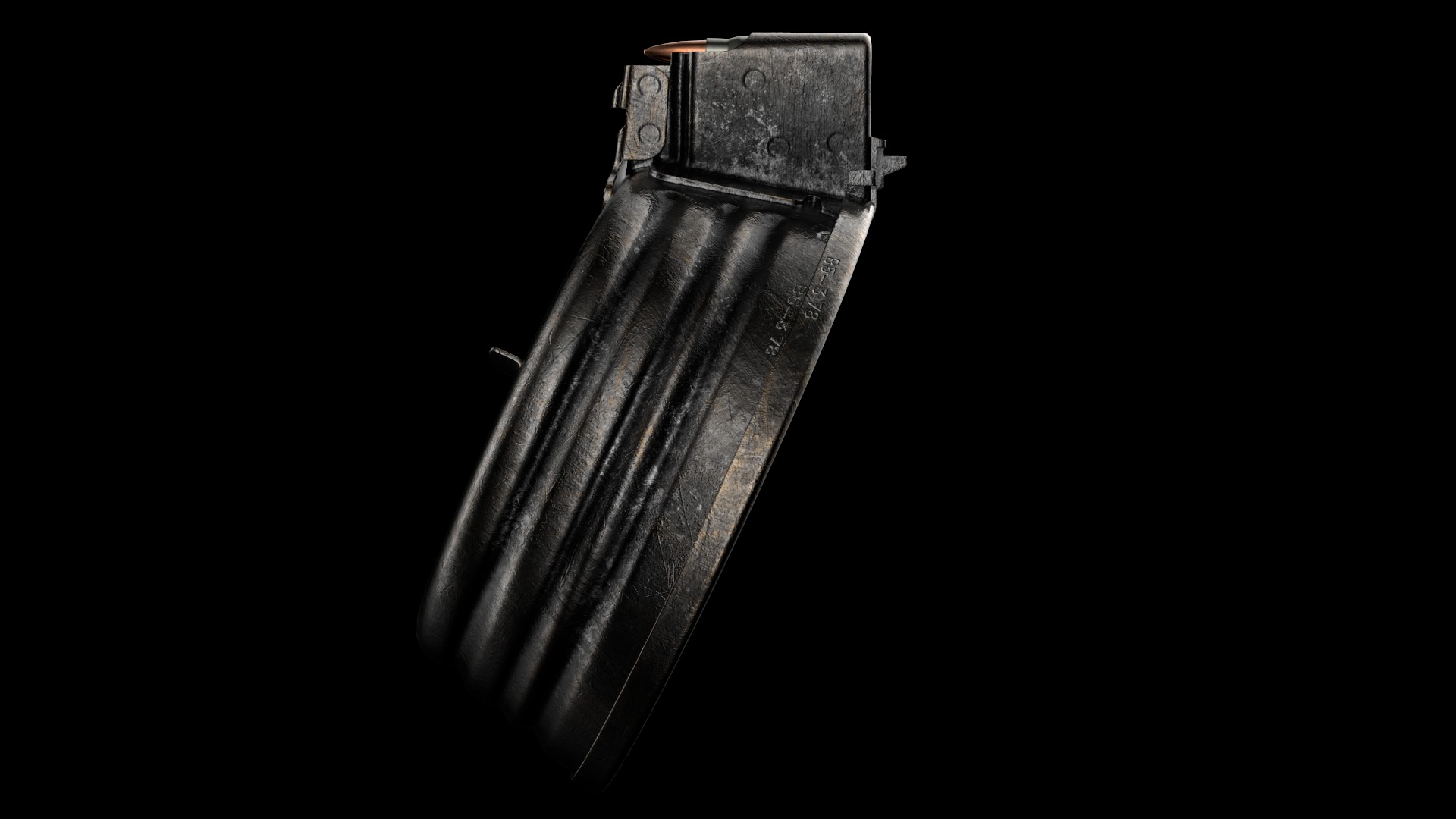 AK Drum Magazine 75 Round Kalashnikov Assault Rifle Game Ready Low-poly 3D model_8