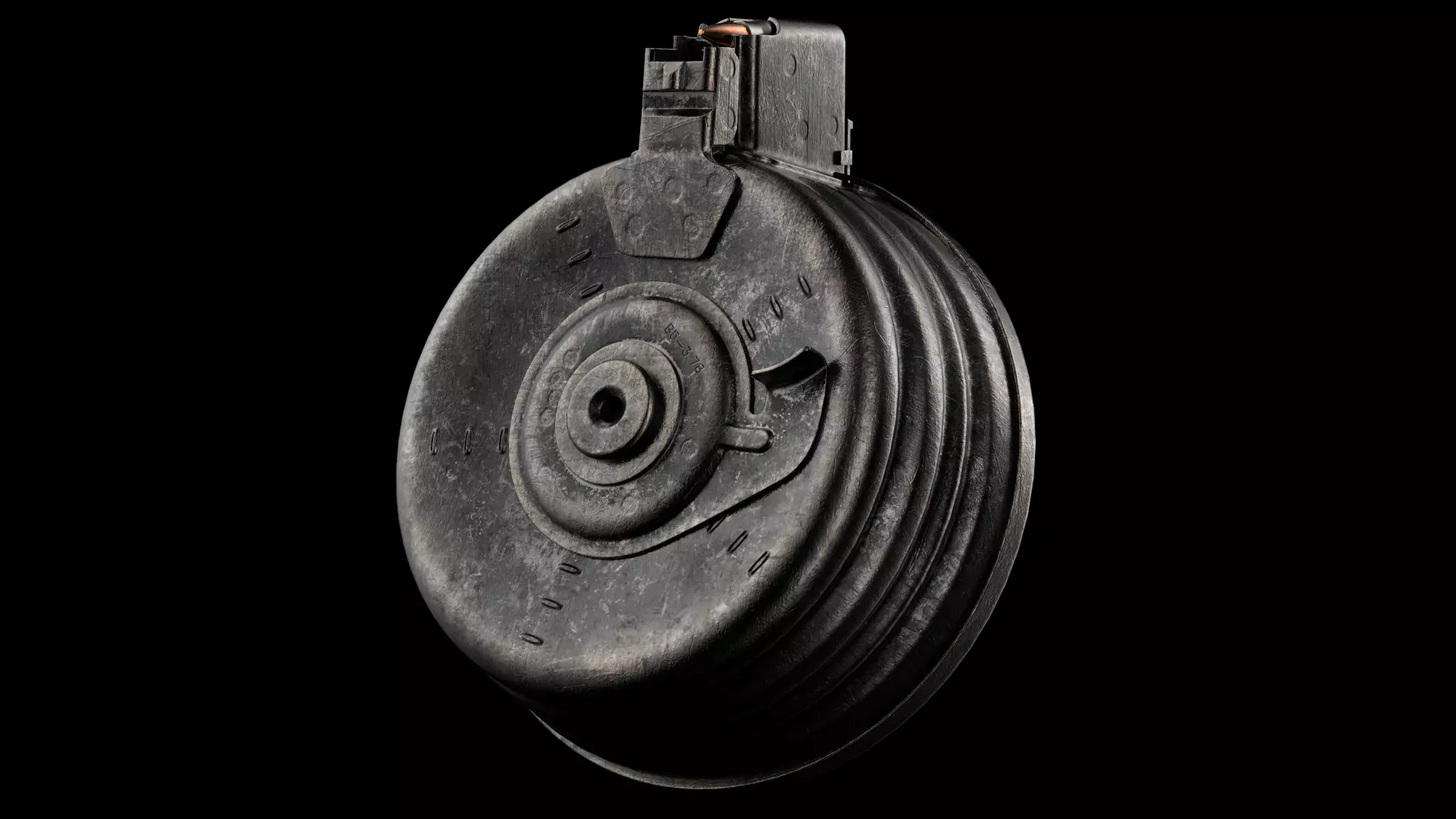 AK Drum Magazine 75 Round Kalashnikov Assault Rifle Game Ready Low-poly 3D model_0