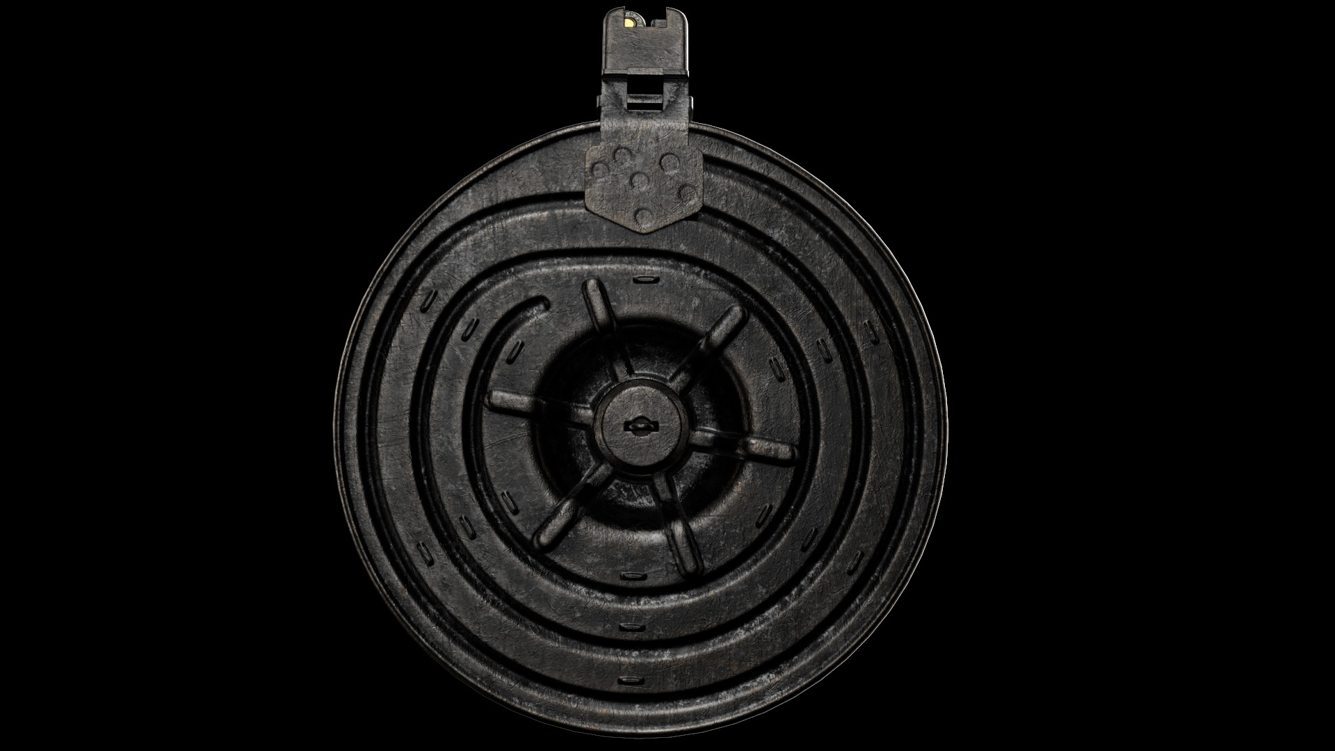 AK Drum Magazine 75 Round Kalashnikov Assault Rifle Game Ready Low-poly 3D model_3