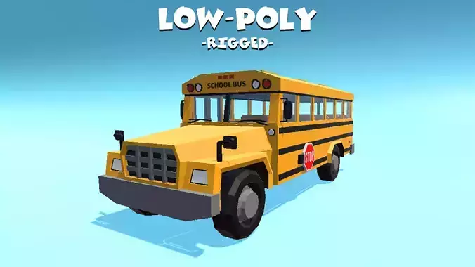 School bus yellow american Low-poly 3D model