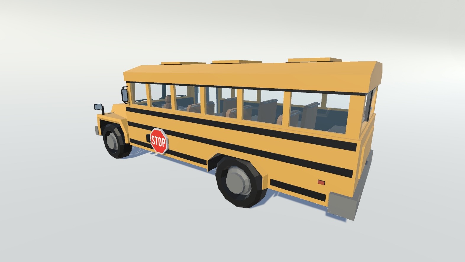 School bus yellow american Low-poly 3D model_2