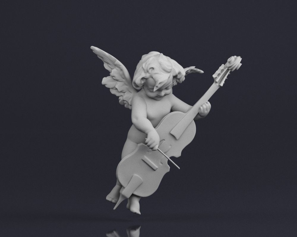 001517 Heavenly Melodies Angel Playing Violin 3dp 3D print model_4