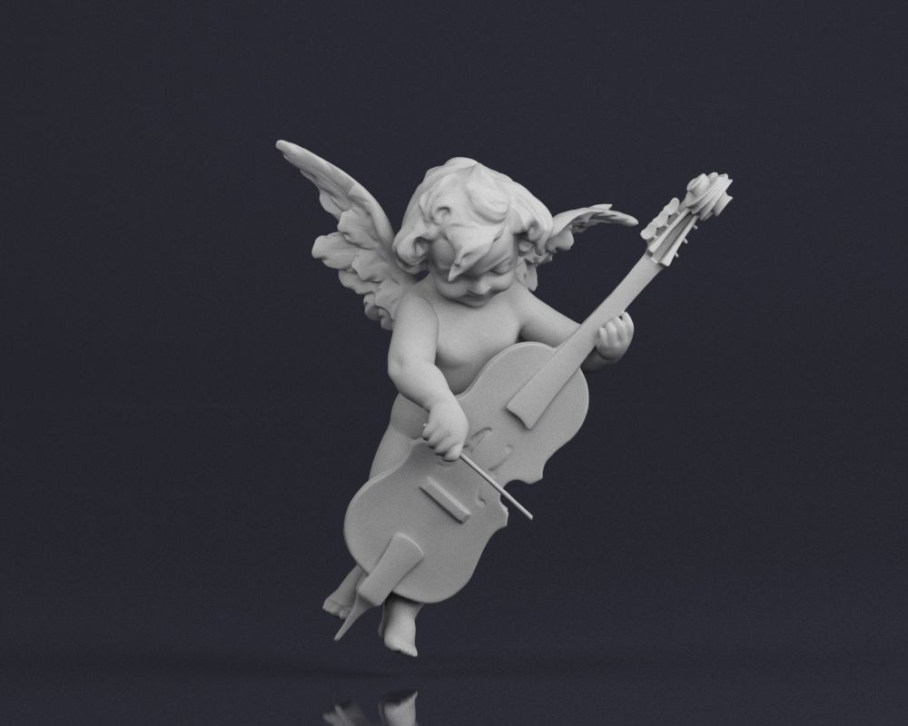 001517 Heavenly Melodies Angel Playing Violin 3dp 3D print model_3