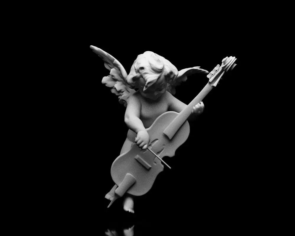 001517 Angel with Bowed String Instrument STL Miniature 3D print model