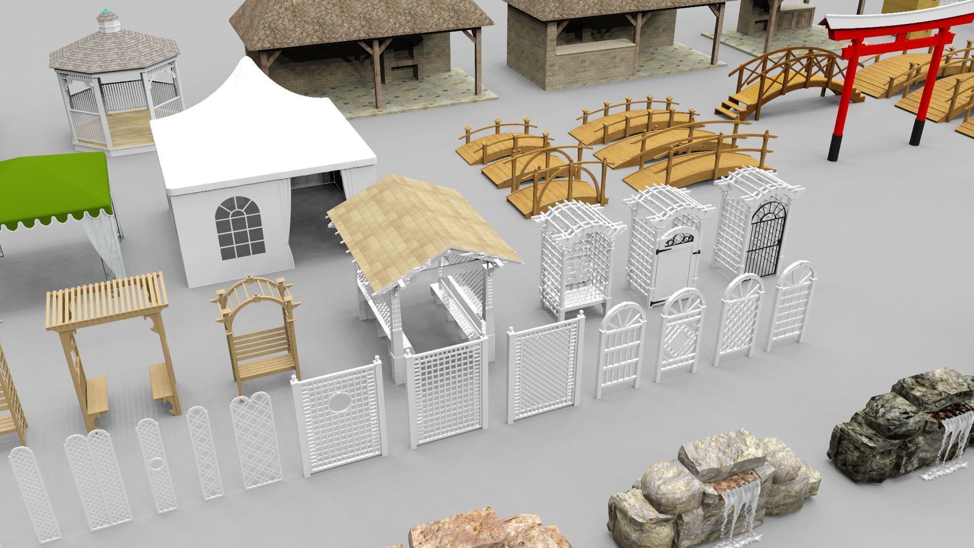 Parks and Gardens  Low-poly 3D model_2