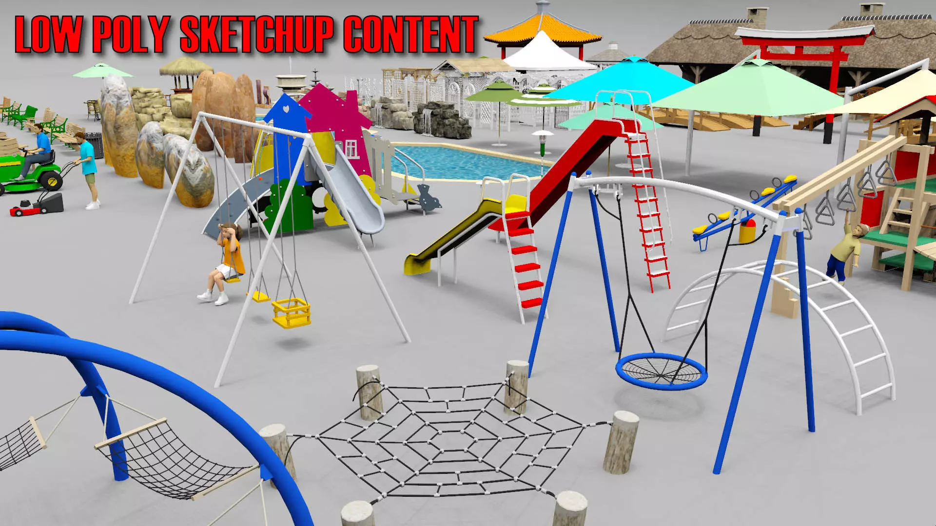 Parks and Gardens  Low-poly 3D model_0