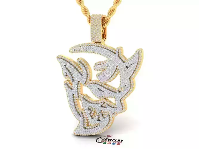 Custom Demon Face Diamond Pendant - Demon Necklace 