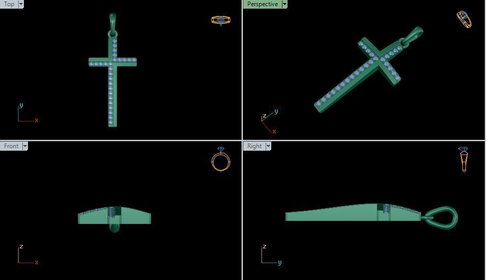 Pendant Cross 3D model_3