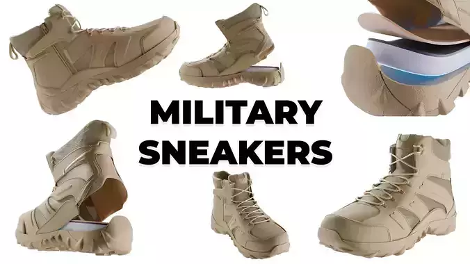 Military Boots - Sneakers - 3d Model Low-poly 3D model