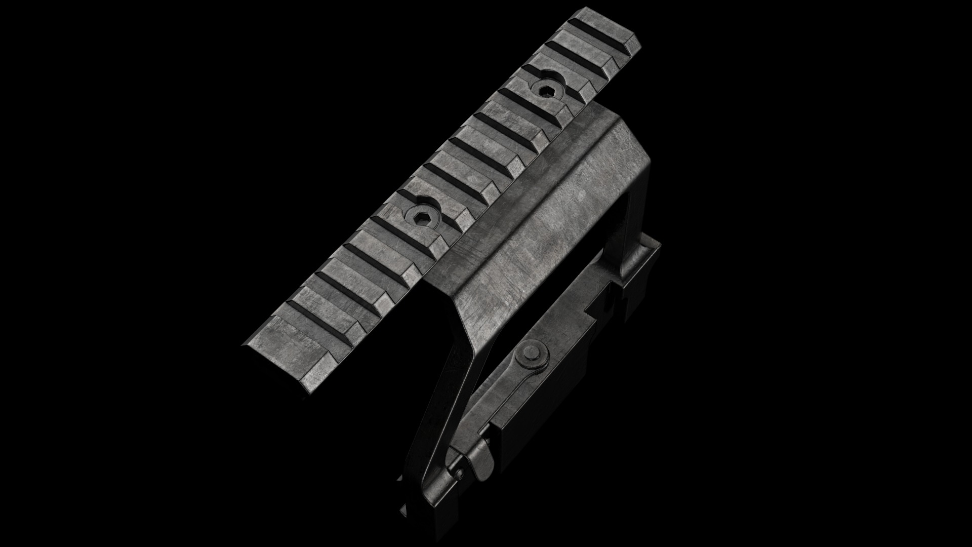 AK Scope Rail Side Mount Kalashnikov Assault Rifle Game Ready Low-poly 3D model_5