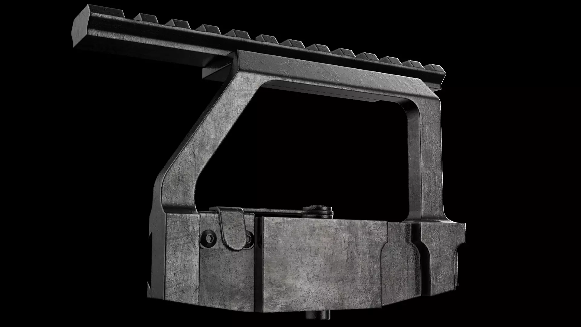 AK Scope Rail Side Mount Kalashnikov Assault Rifle Game Ready Low-poly 3D model_0