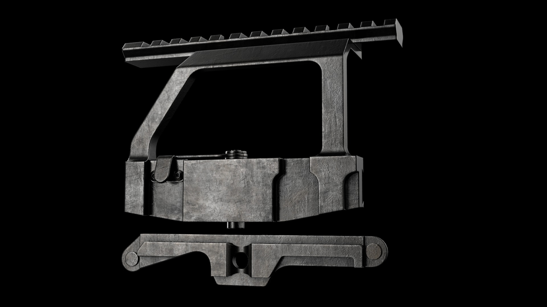 AK Scope Rail Side Mount Kalashnikov Assault Rifle Game Ready Low-poly 3D model_6