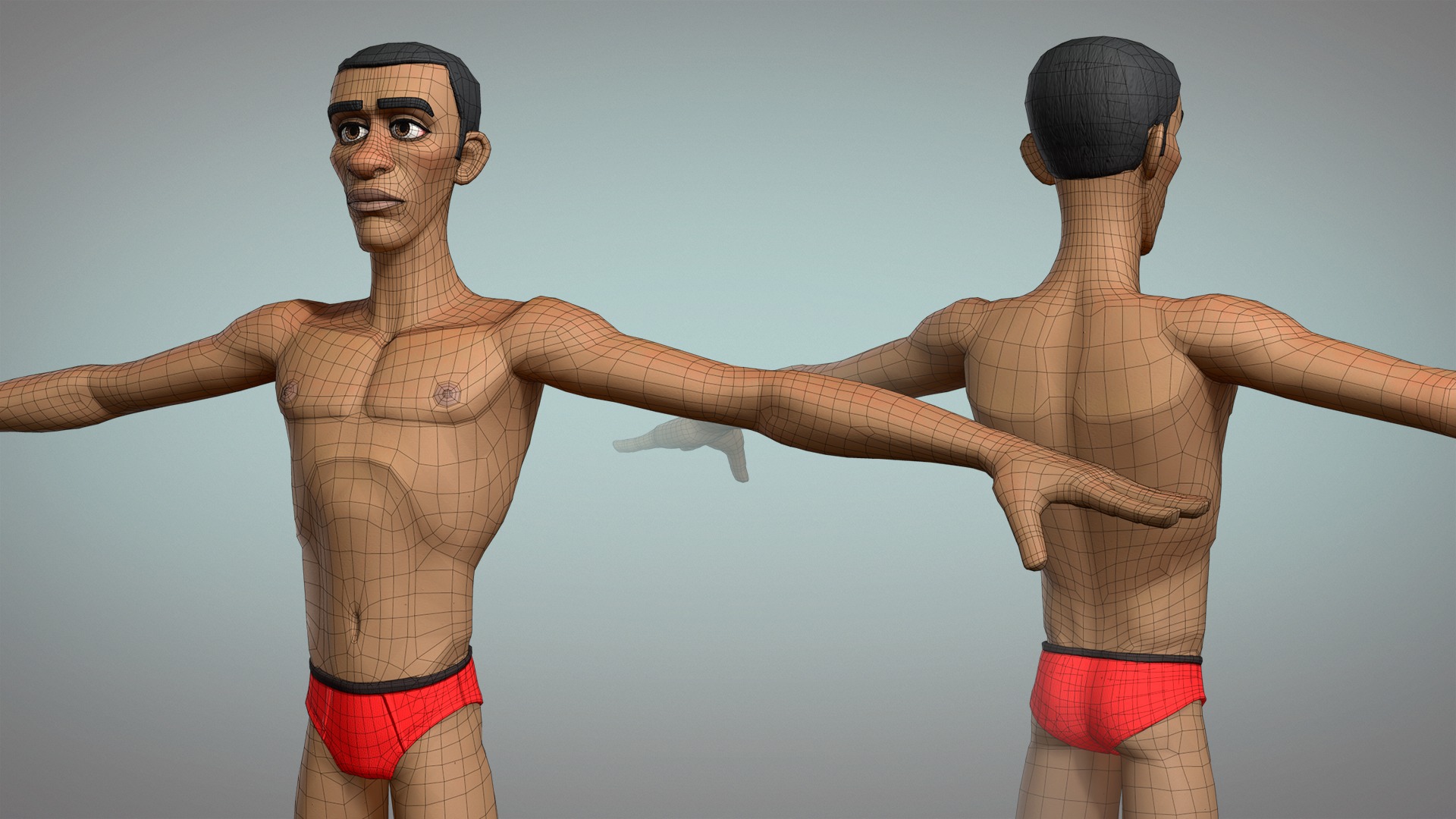 Cartoon male character Maurice base mesh game ready Low-poly 3D model_8