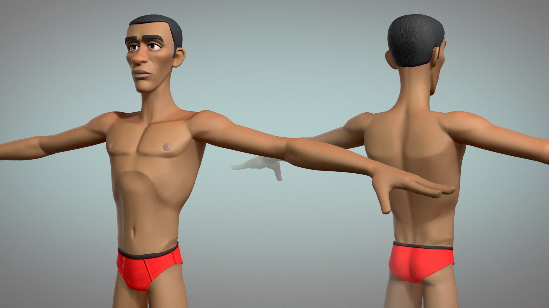 Cartoon male character Maurice base mesh game ready Low-poly 3D model_7