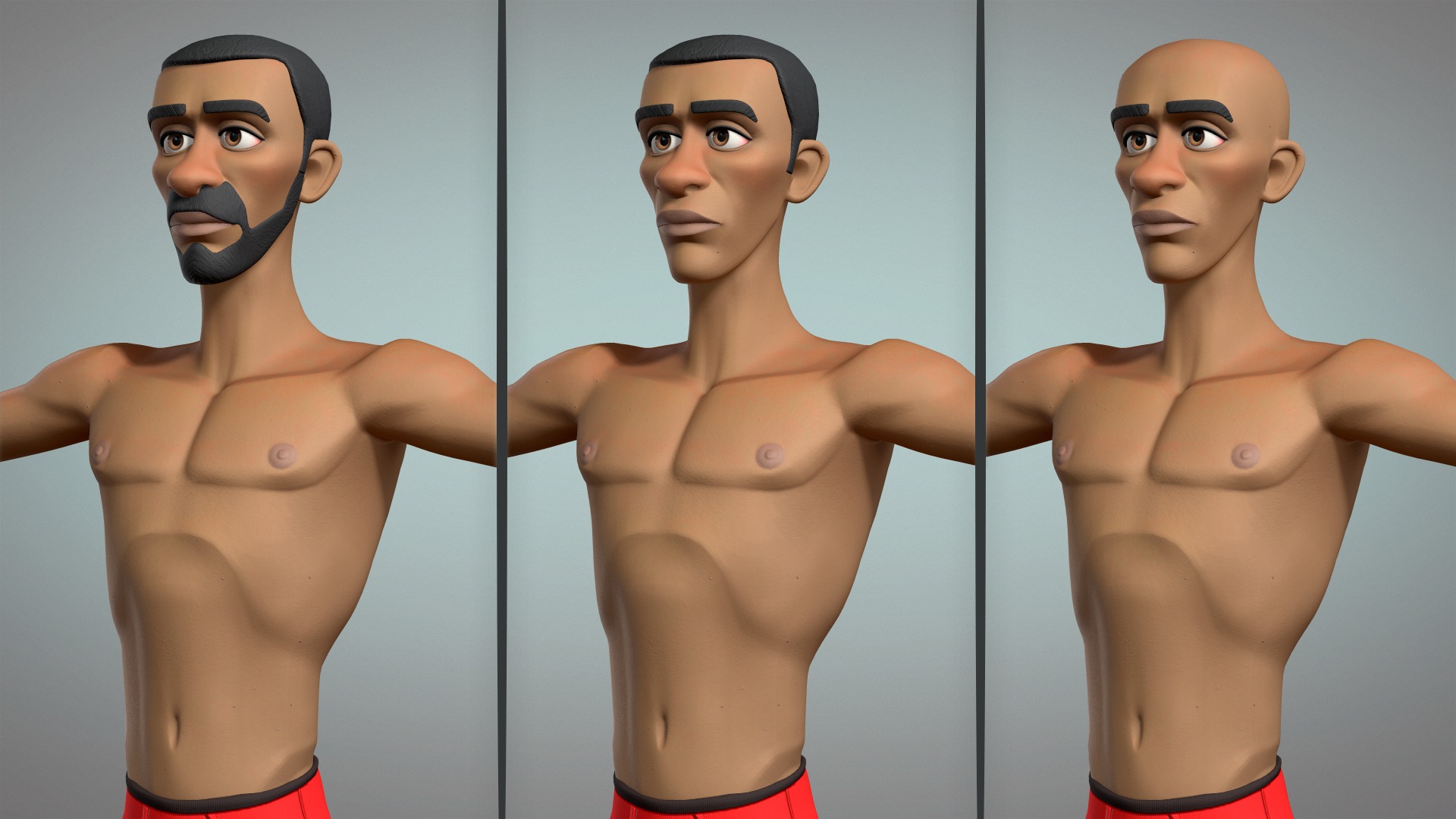 Cartoon male character Maurice base mesh game ready Low-poly 3D model_6