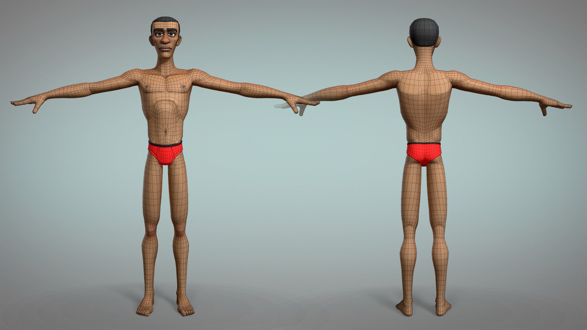 Cartoon male character Maurice base mesh game ready Low-poly 3D model_5