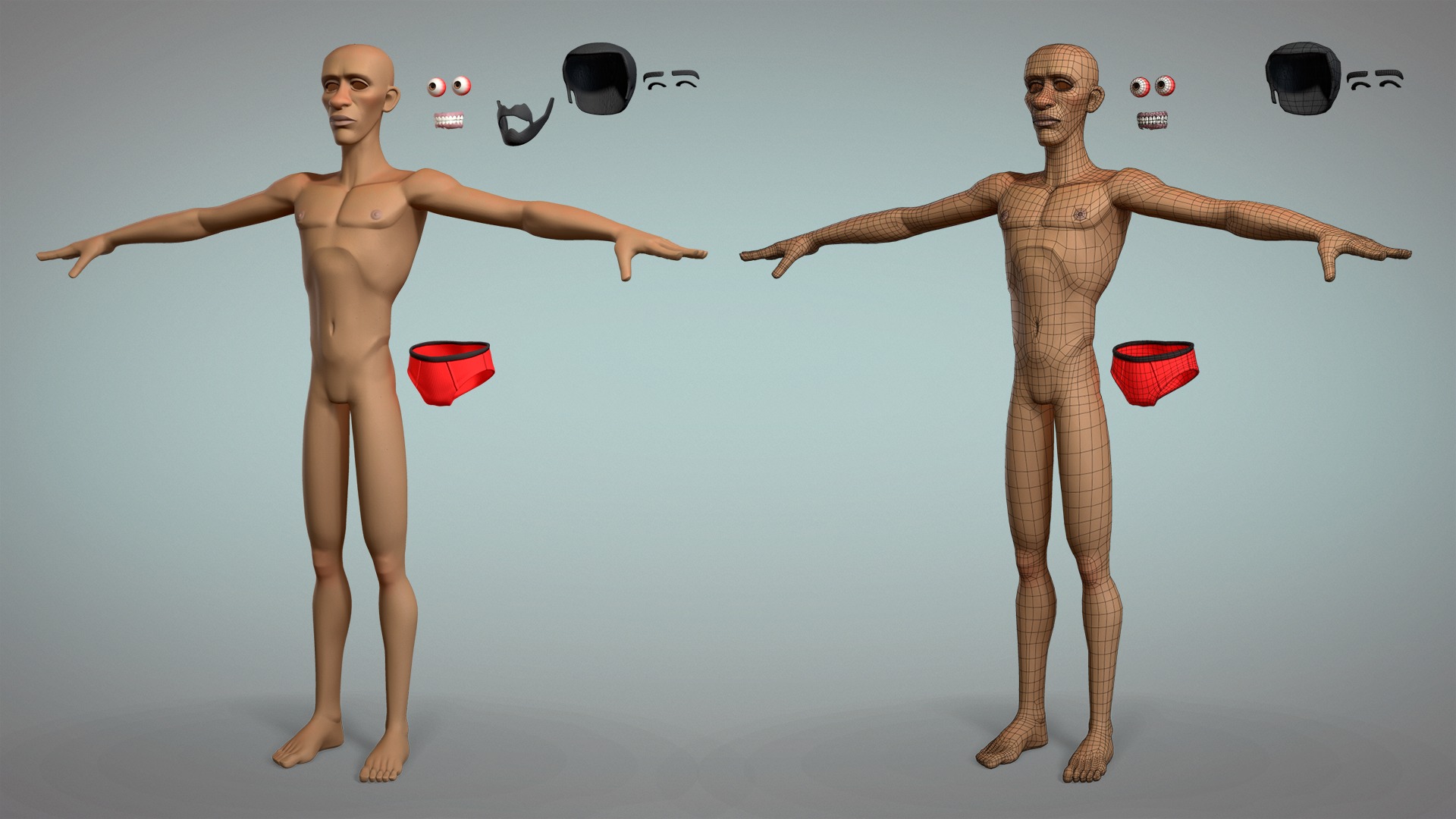 Cartoon male character Maurice base mesh game ready Low-poly 3D model_9