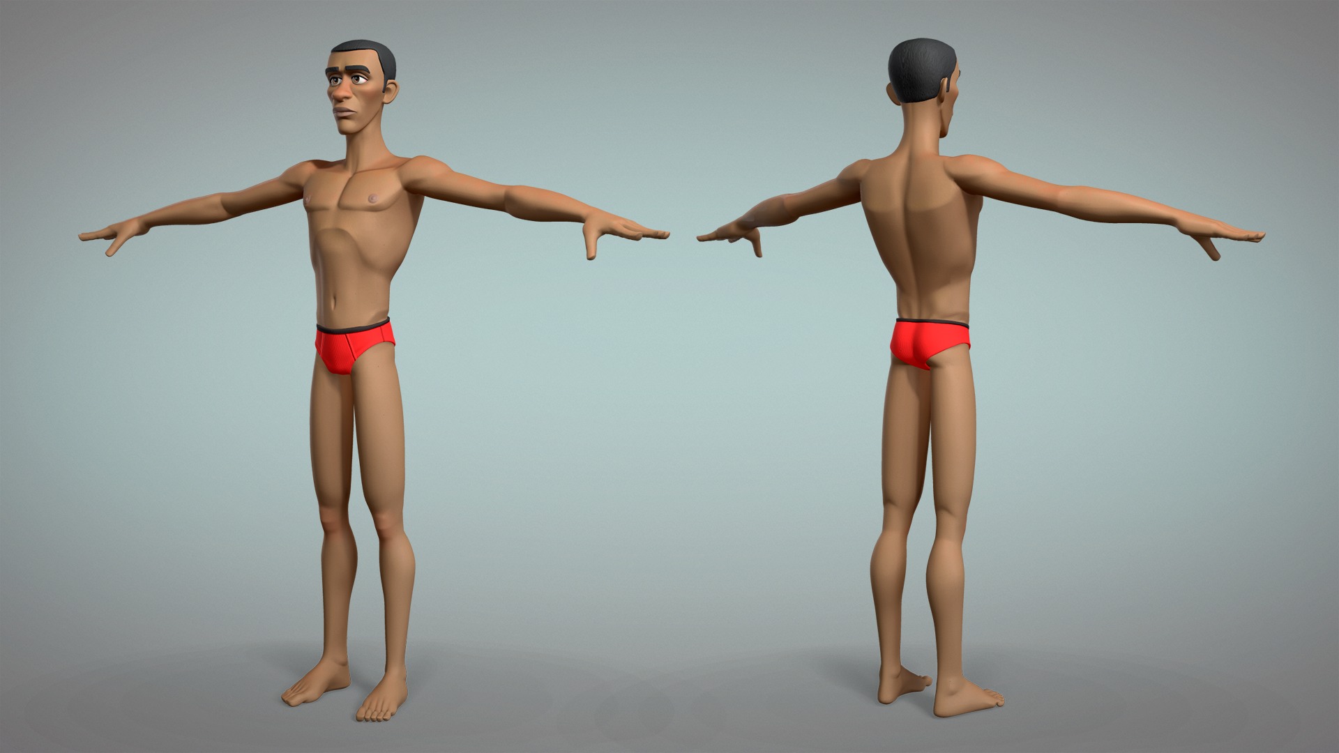 Cartoon male character Maurice base mesh game ready Low-poly 3D model_2