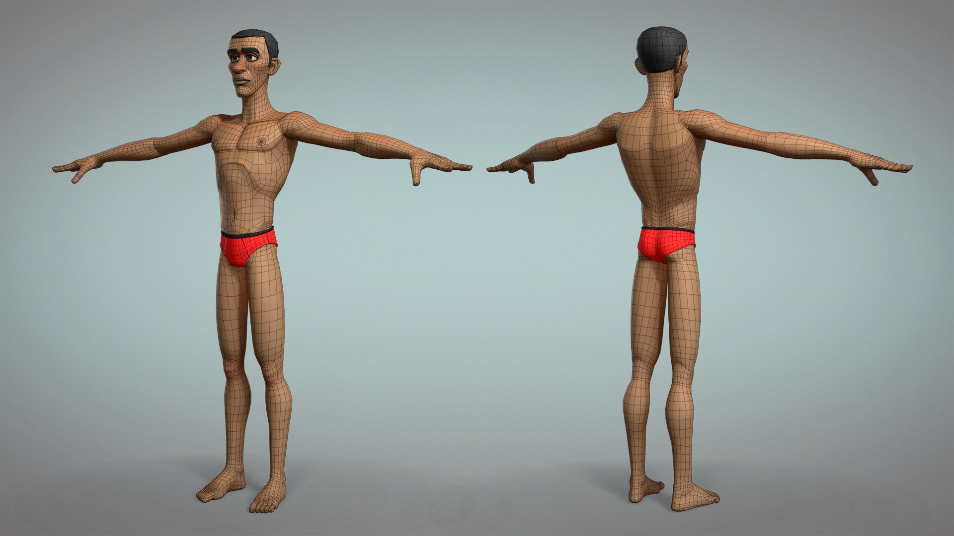 Cartoon male character Maurice base mesh game ready Low-poly 3D model_3