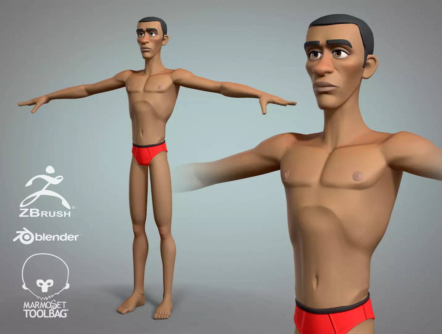 Cartoon male character Maurice base mesh game ready Low-poly 3D model_0