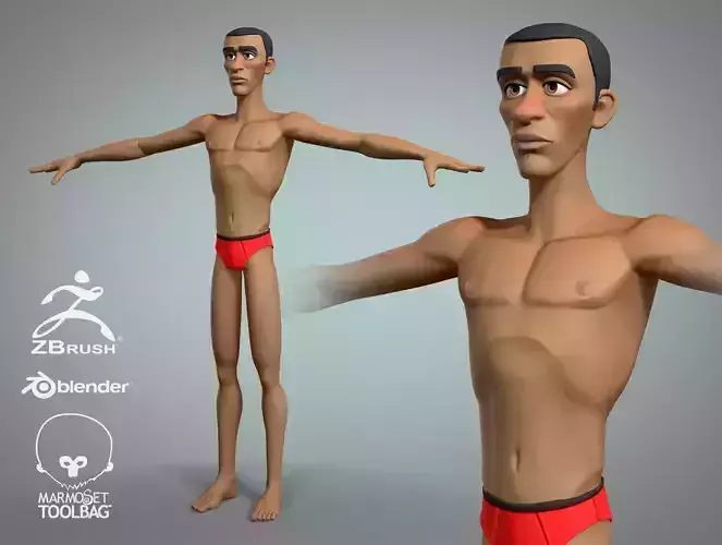 Cartoon male character Maurice base mesh game ready Low-poly 3D model Cartoon male character Maurice base mesh game ready Low-poly 3D model