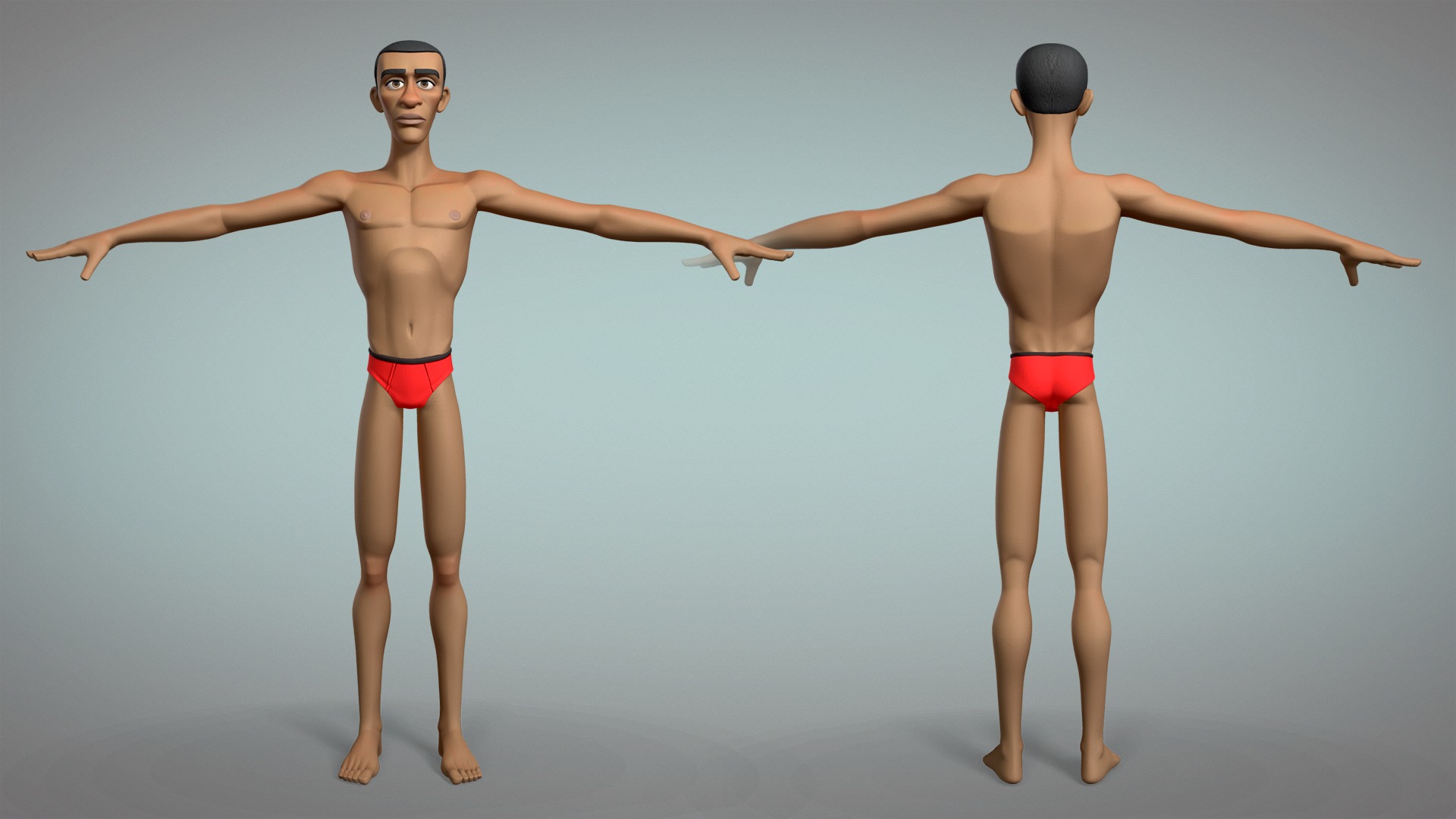 Cartoon male character Maurice base mesh game ready Low-poly 3D model_4