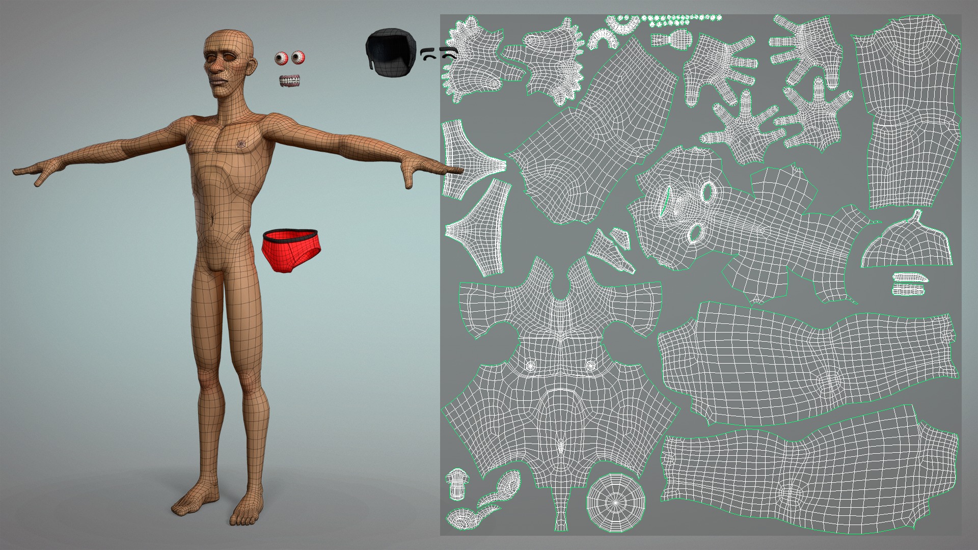 Cartoon male character Maurice base mesh game ready Low-poly 3D model_10