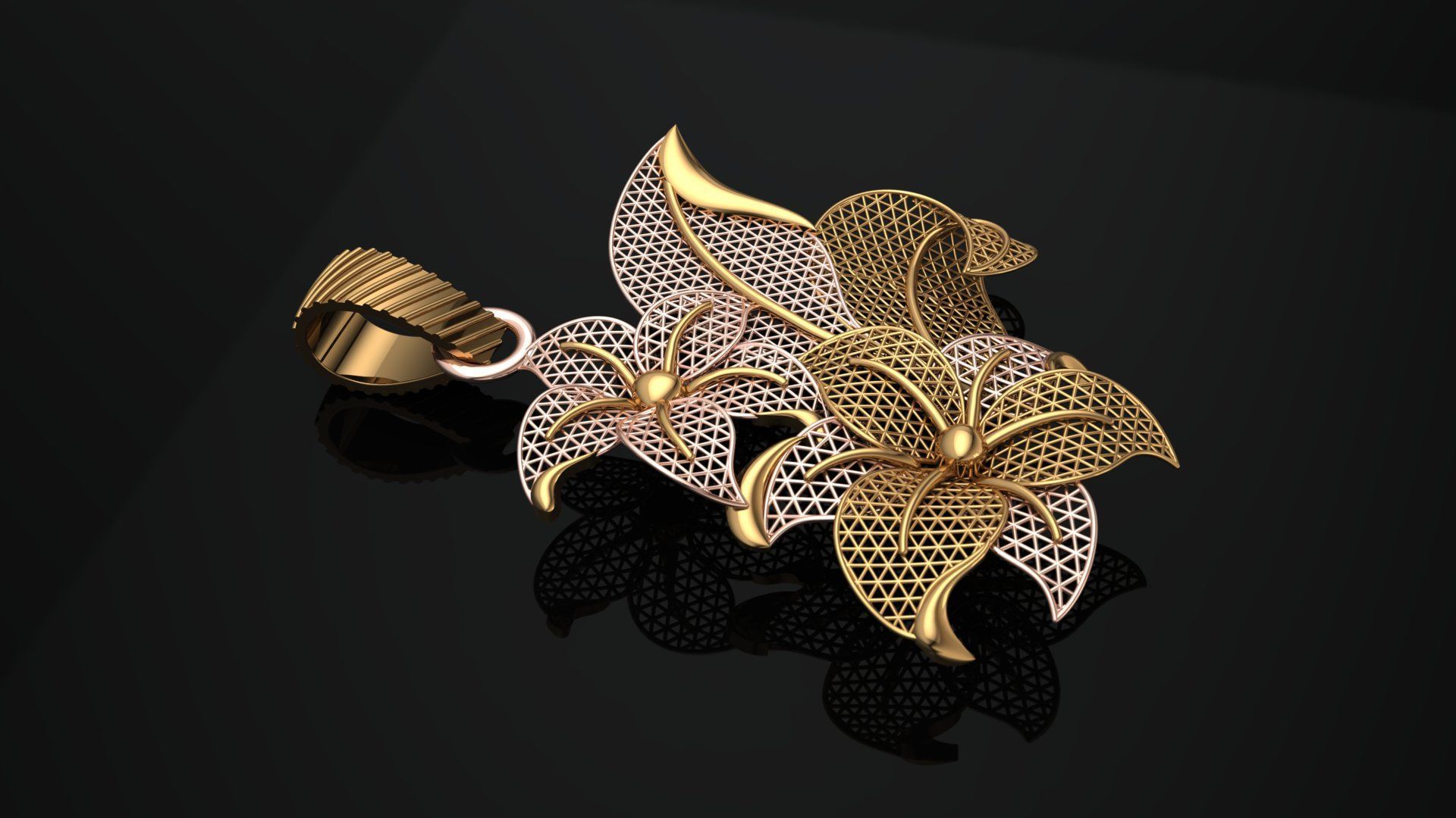 Turkey Jali Flower pendant  3D print model 3D print model_4